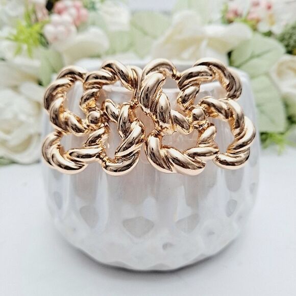 Gold hoop statement earrings Chunky thick knot twist wedding formal NEW 💖2/$30 - Picture 4 of 16